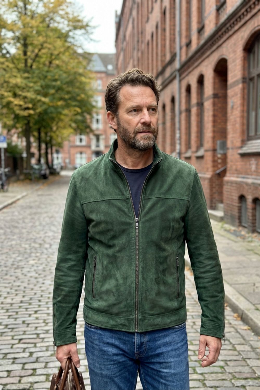 Herren Lederjacke Wildleder Reißverschluss – Sicht von oben