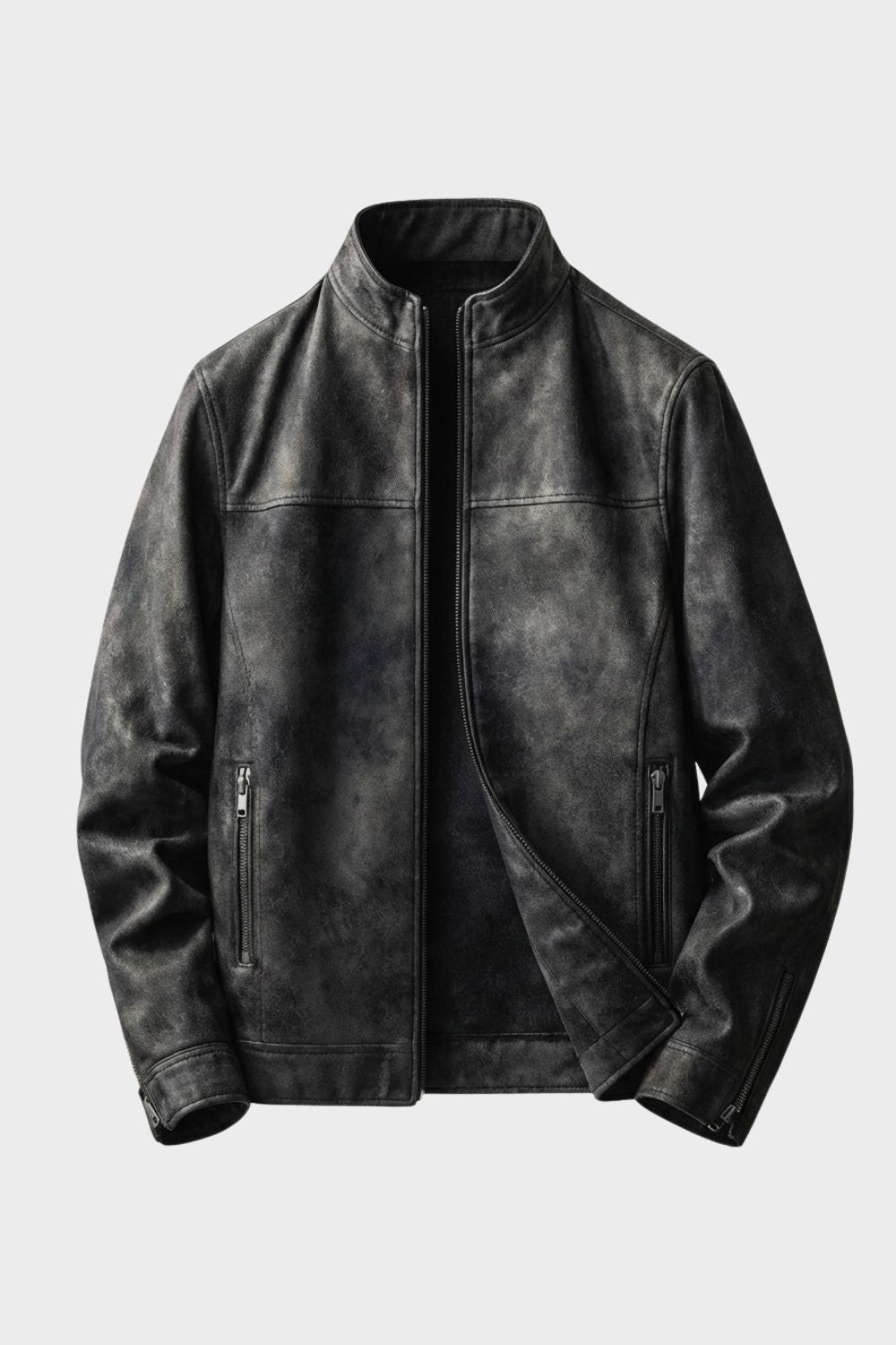 Herren Lederjacke Wildleder Reißverschluss – Material-Detail