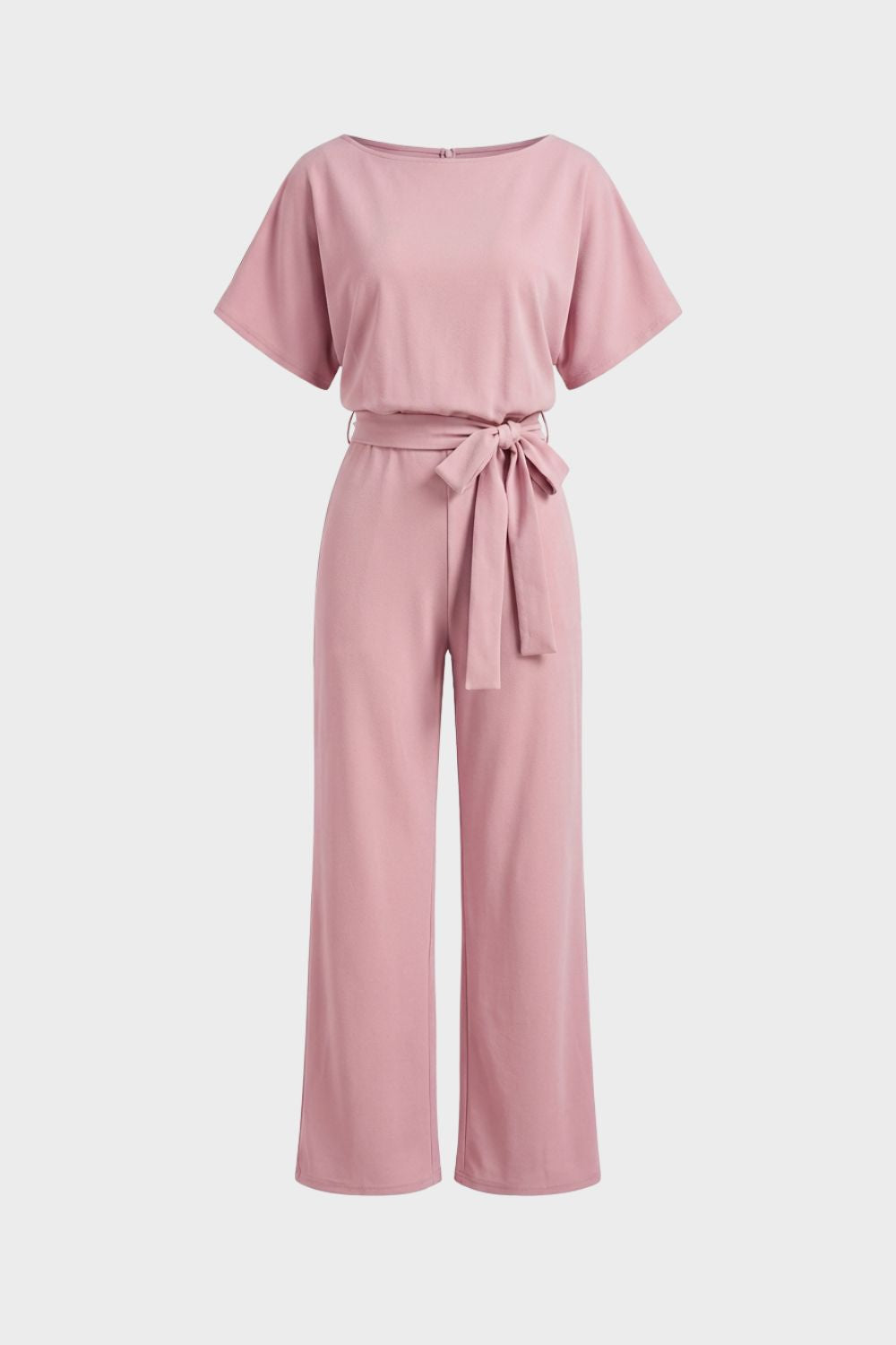 Damen Jumpsuit Lang Bindegürtel Kurzarm – Farb-Übersicht