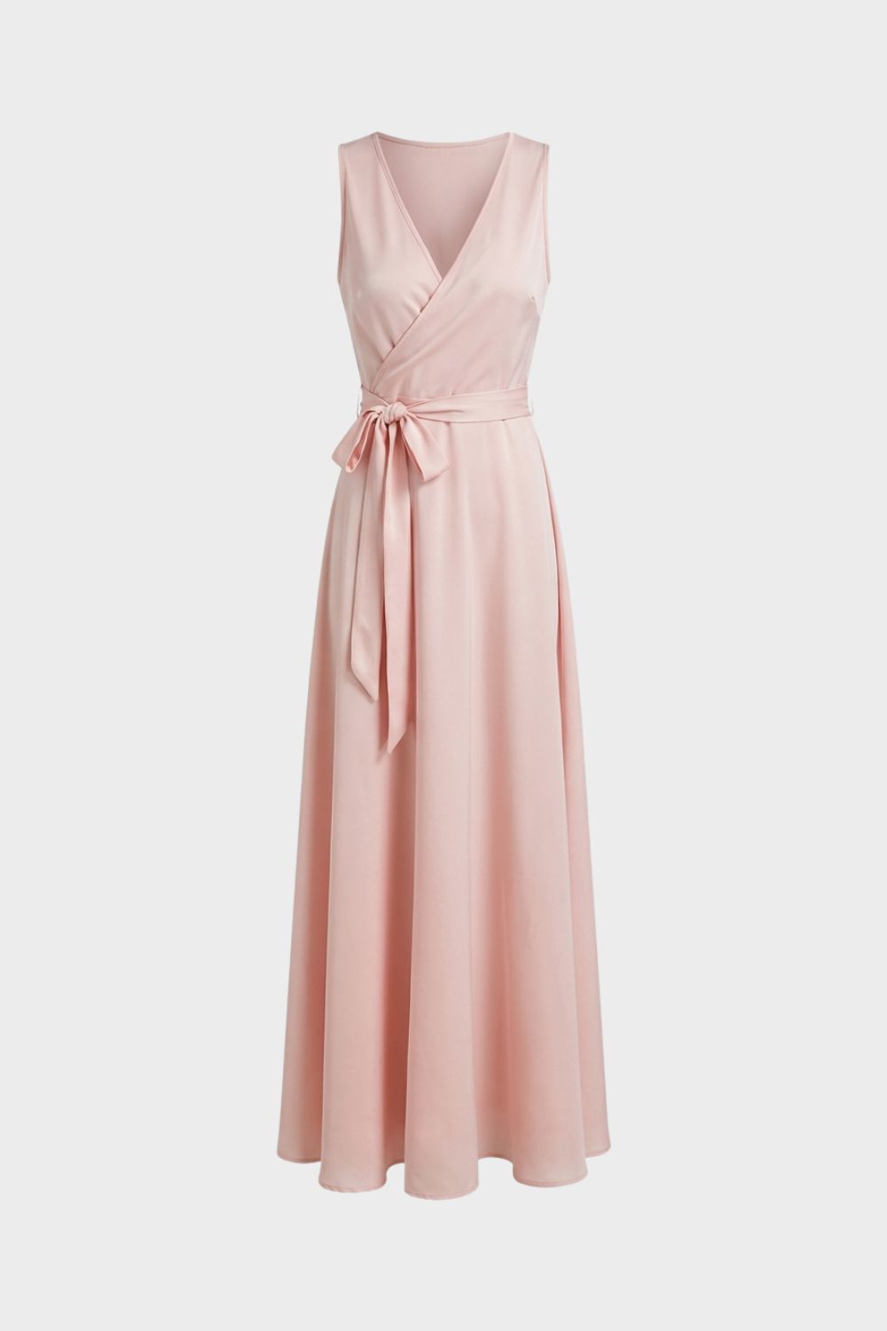 Damen Maxikleid V-Ausschnitt Bindegürtel – Hauptansicht