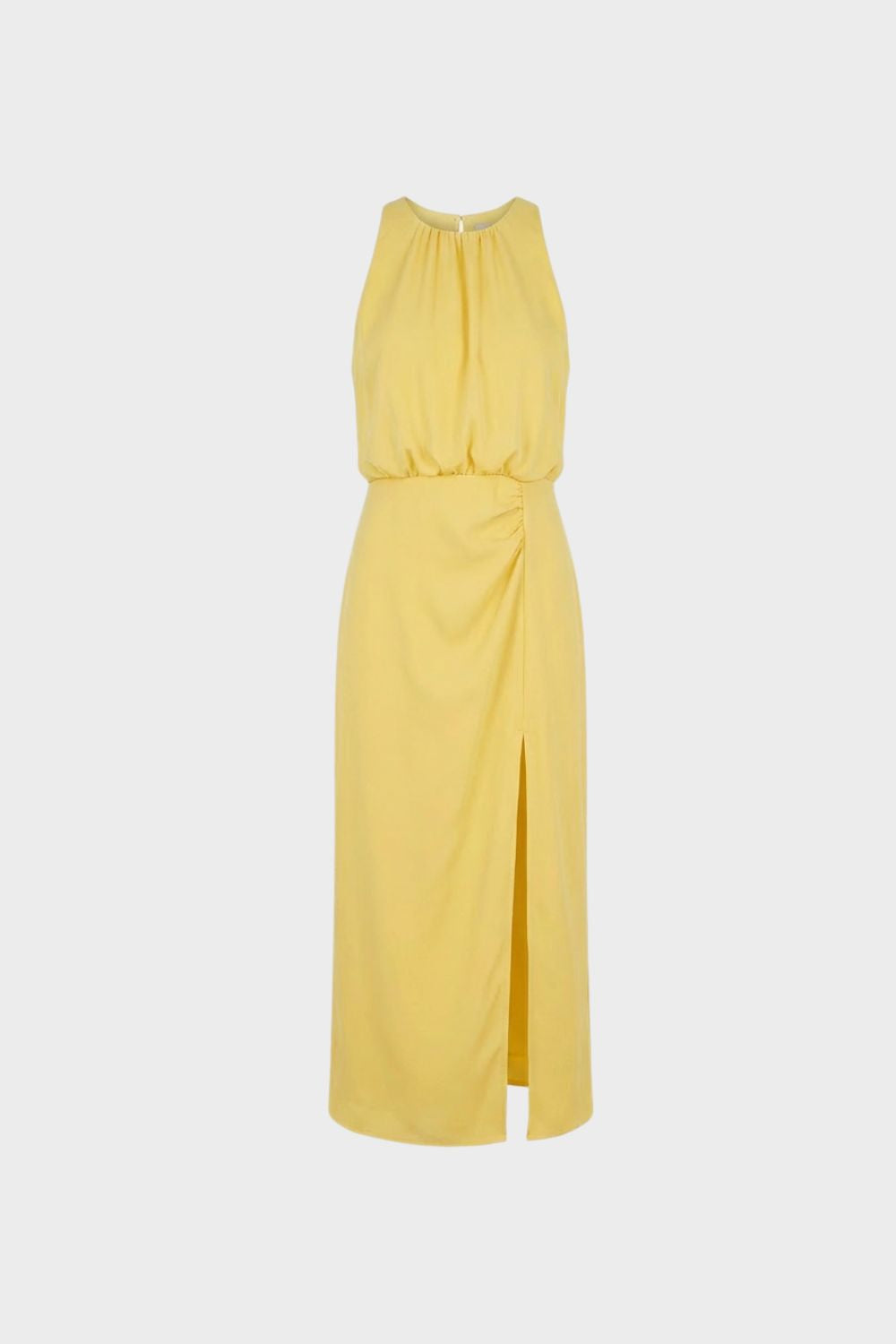 Damen Sommer-Midikleid Halterneck Blouson – Halterneck-Detail Rückansicht