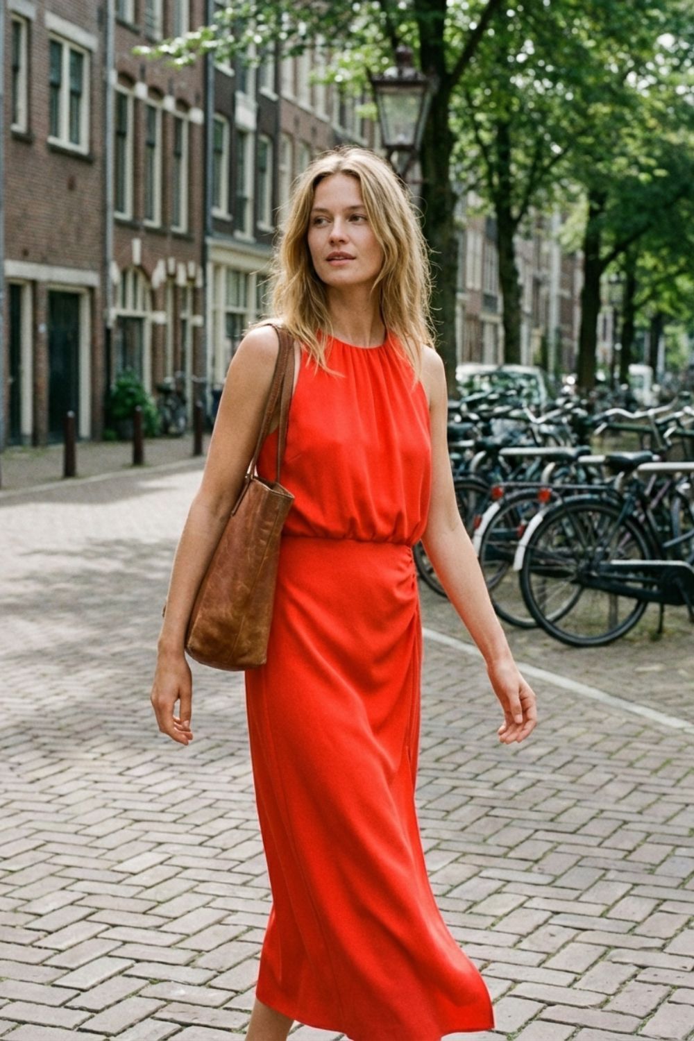Damen Sommer-Midikleid Halterneck Blouson – Hochzeitsgast und Brunch Outfit
