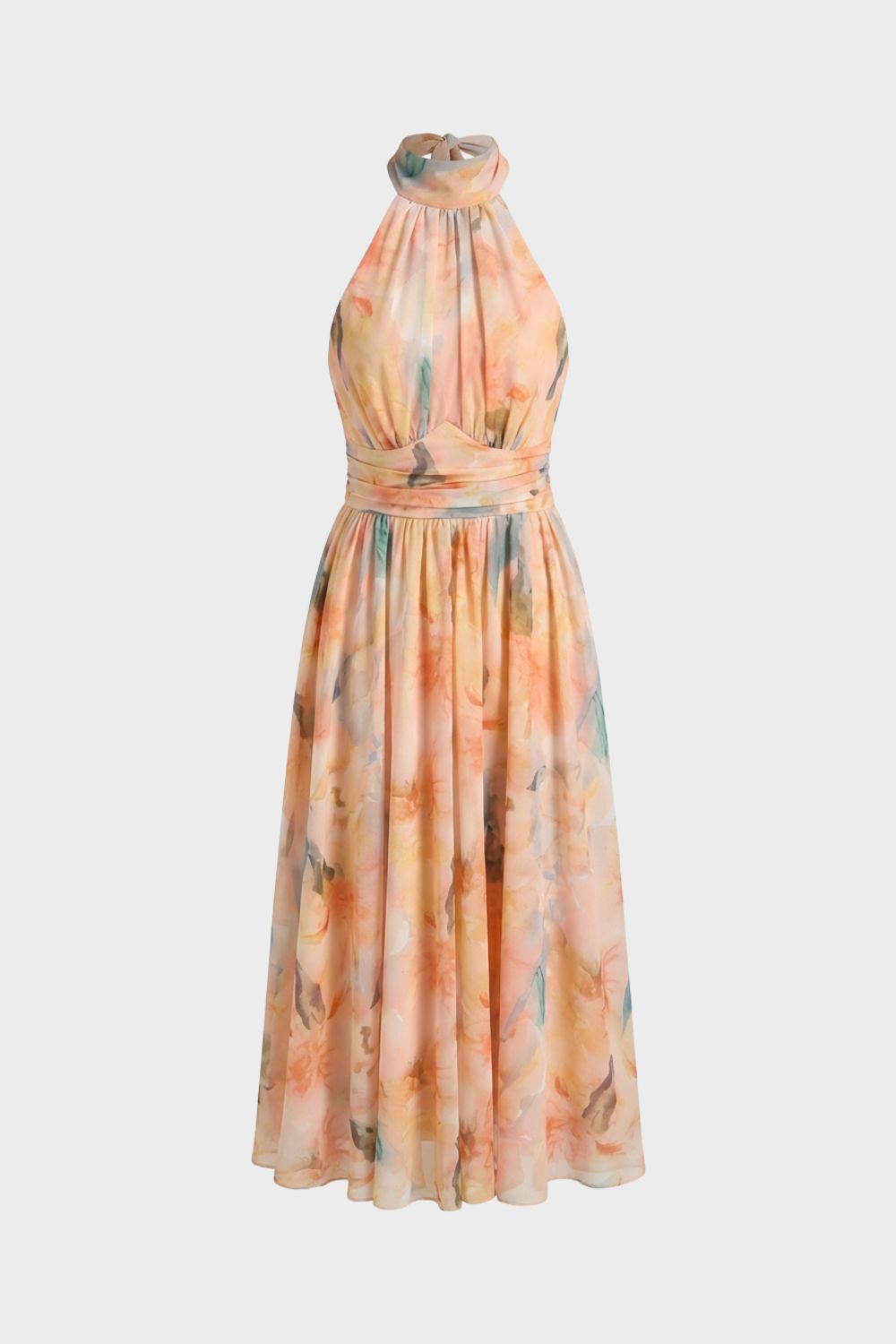 Damen Maxikleid Neckholder Blumenmuster – Hauptansicht
