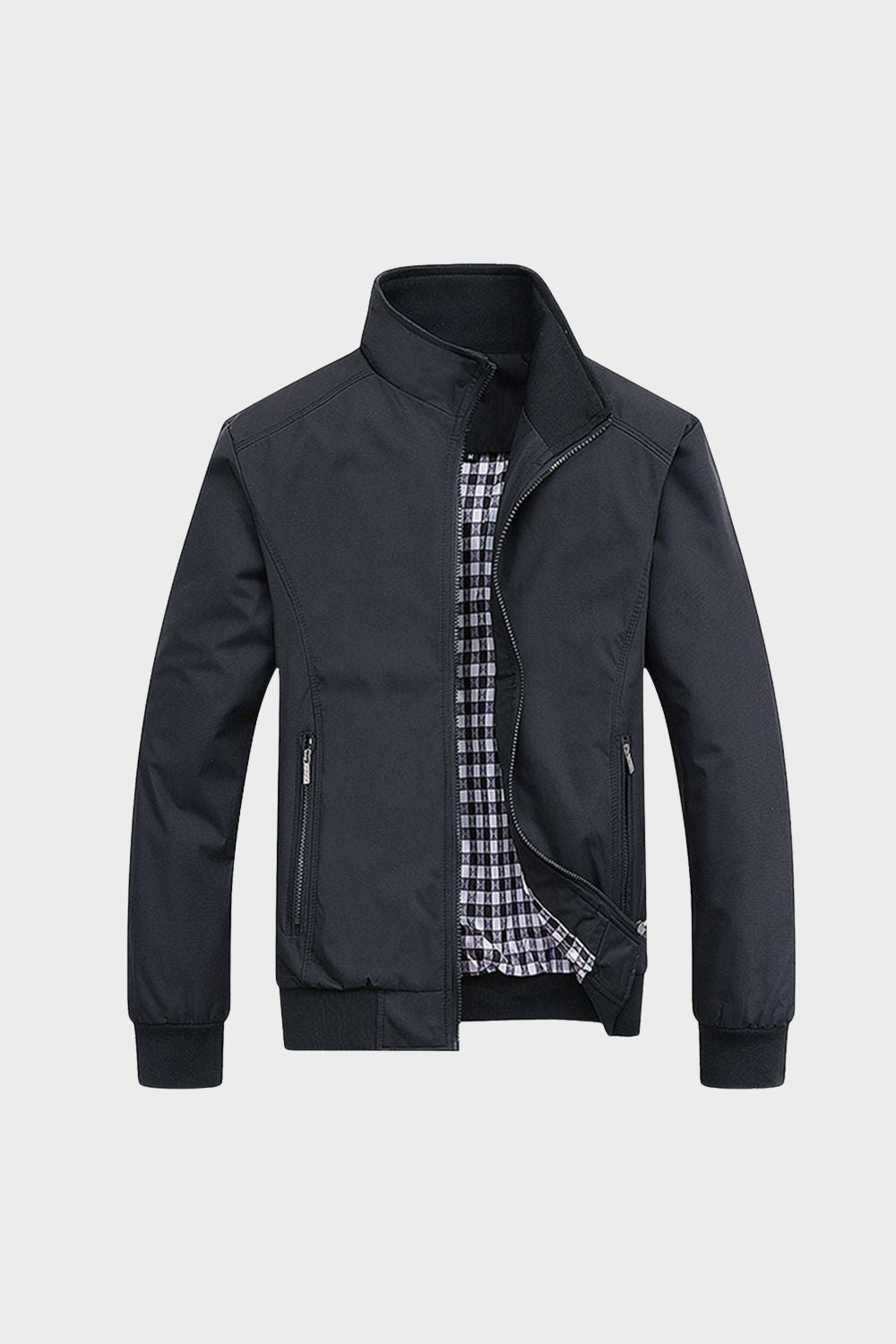 Herren Übergangsjacke Stehkragen Reißverschluss – Material-Detail