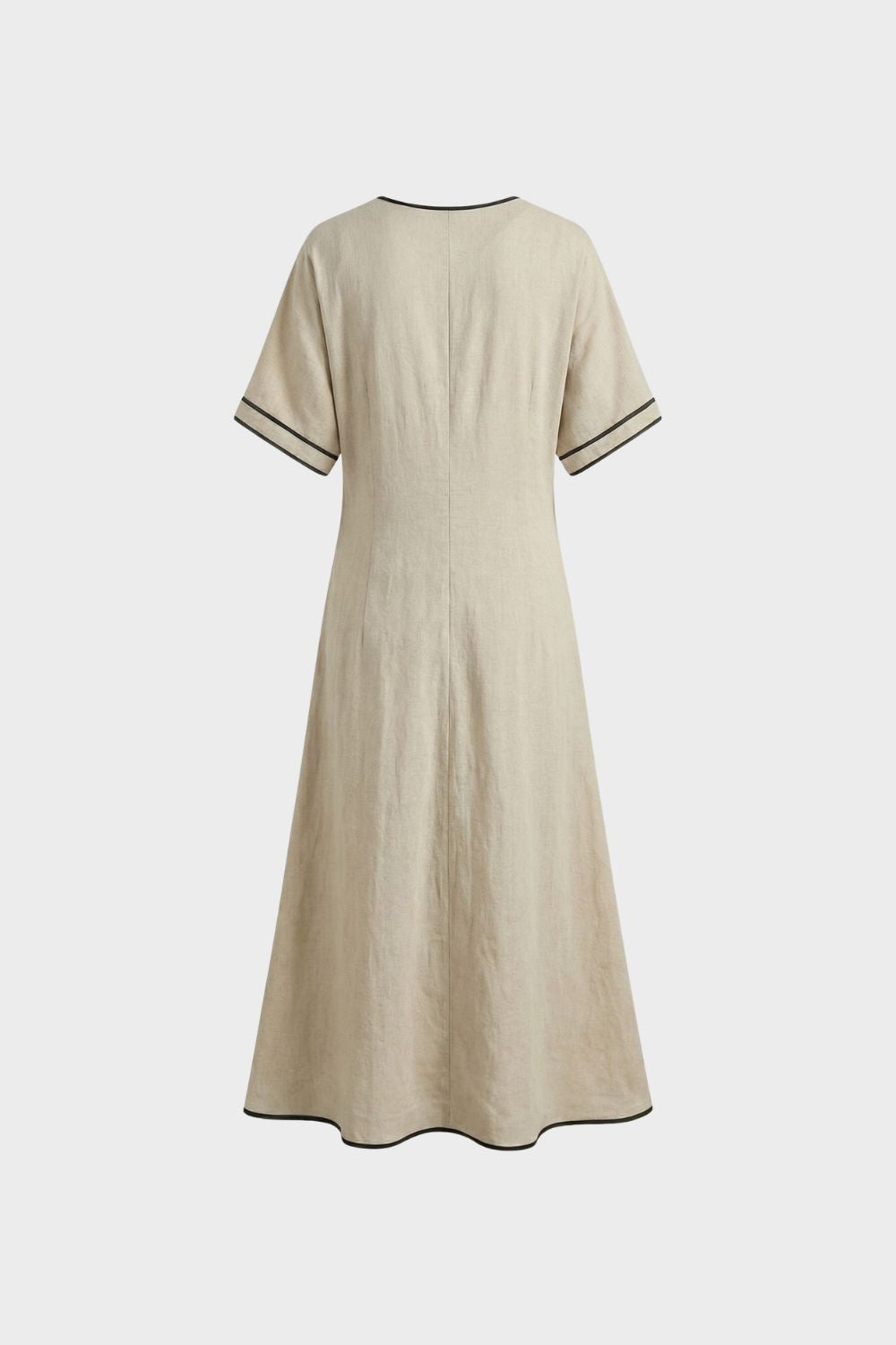 Damen Midikleid Wickeldetail V-Ausschnitt – Profil-Ansicht