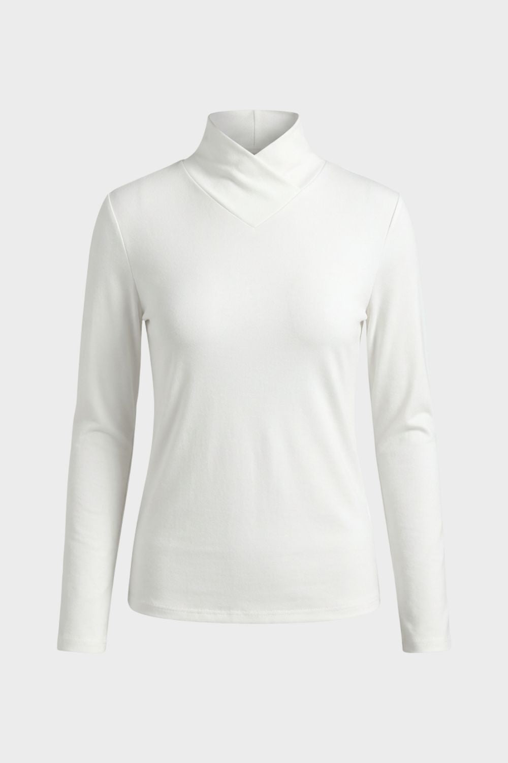 Damen Langarmshirt Stehkragen V-Ausschnitt – Hauptansicht