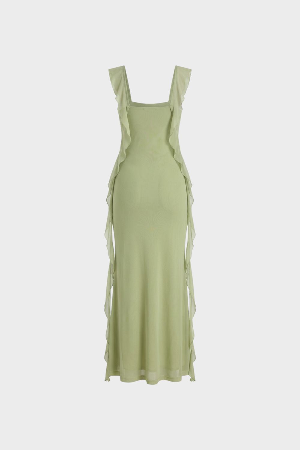 Damen Maxikleid Volants Passform – Profil-Ansicht