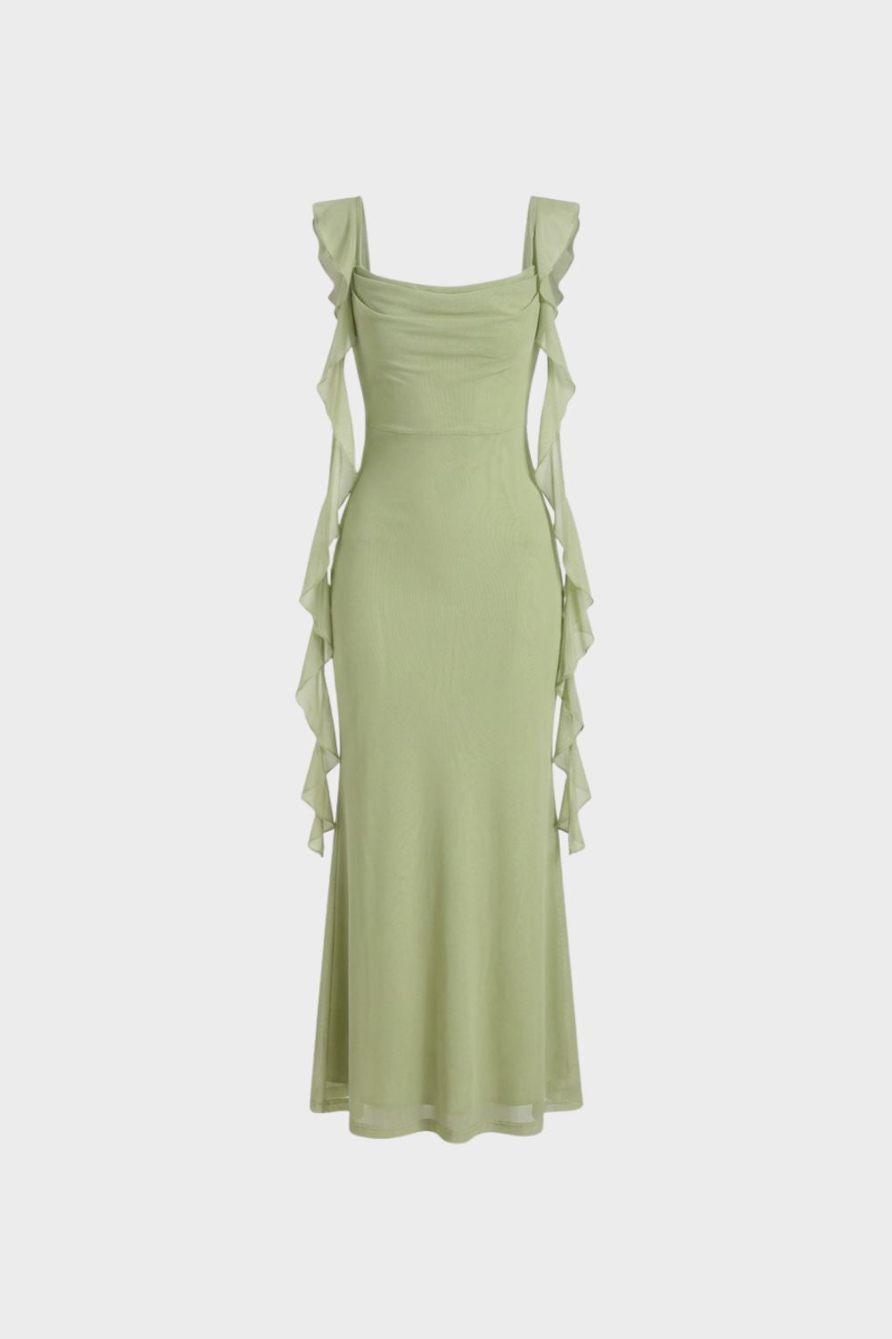 Damen Maxikleid Volants Passform – Hauptansicht