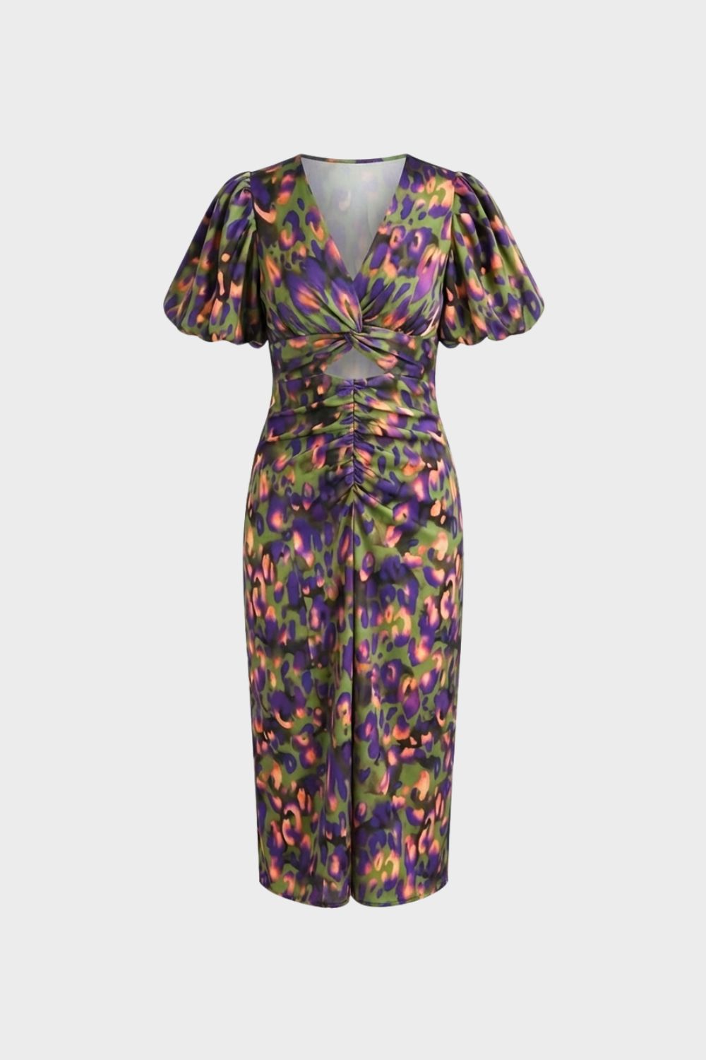 Damen Midikleid V-Ausschnitt Blumenmuster – Material-Detail
