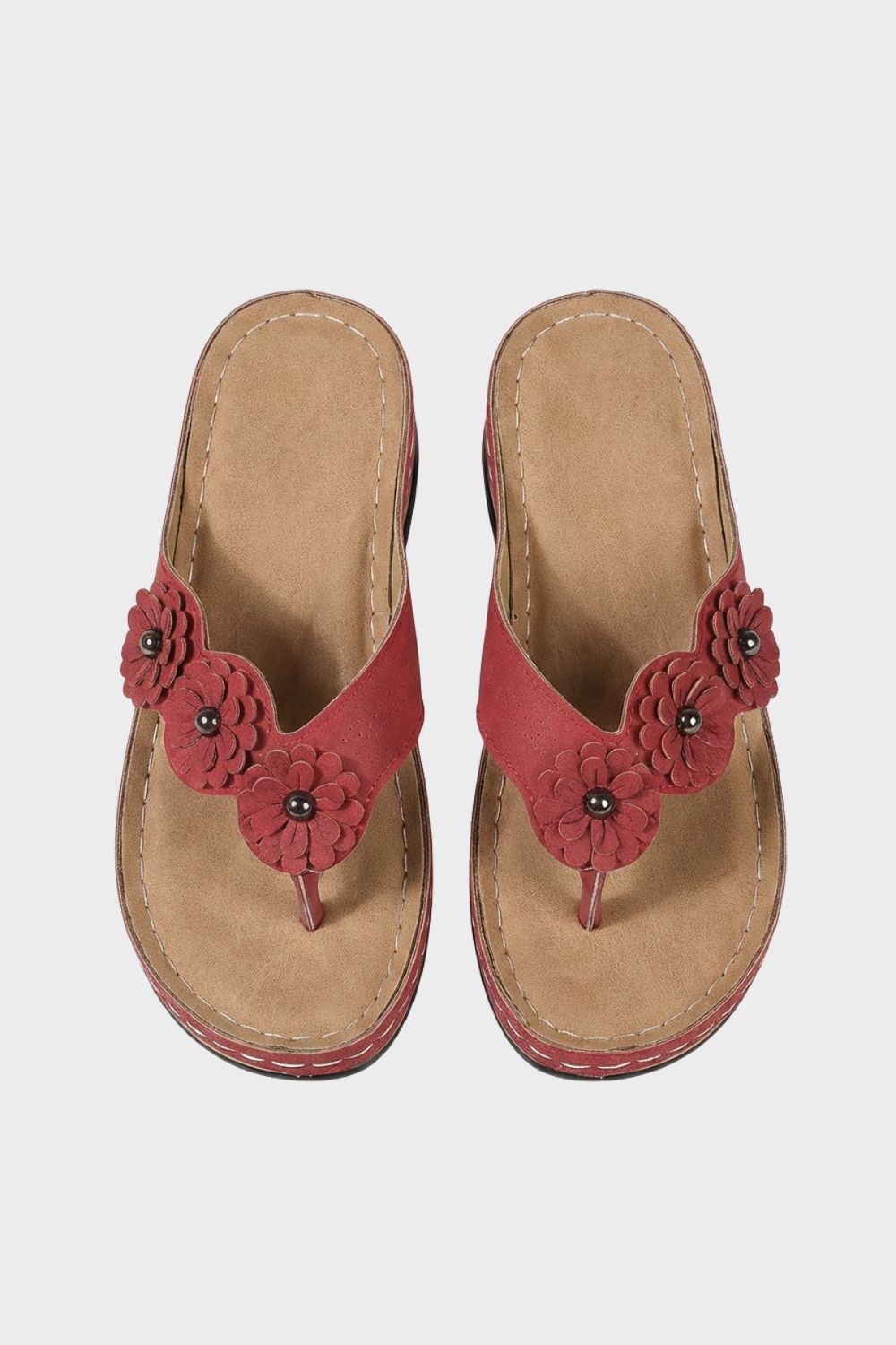 Damen Zehentrenner-Sandalen Blumenapplikation – Hauptansicht