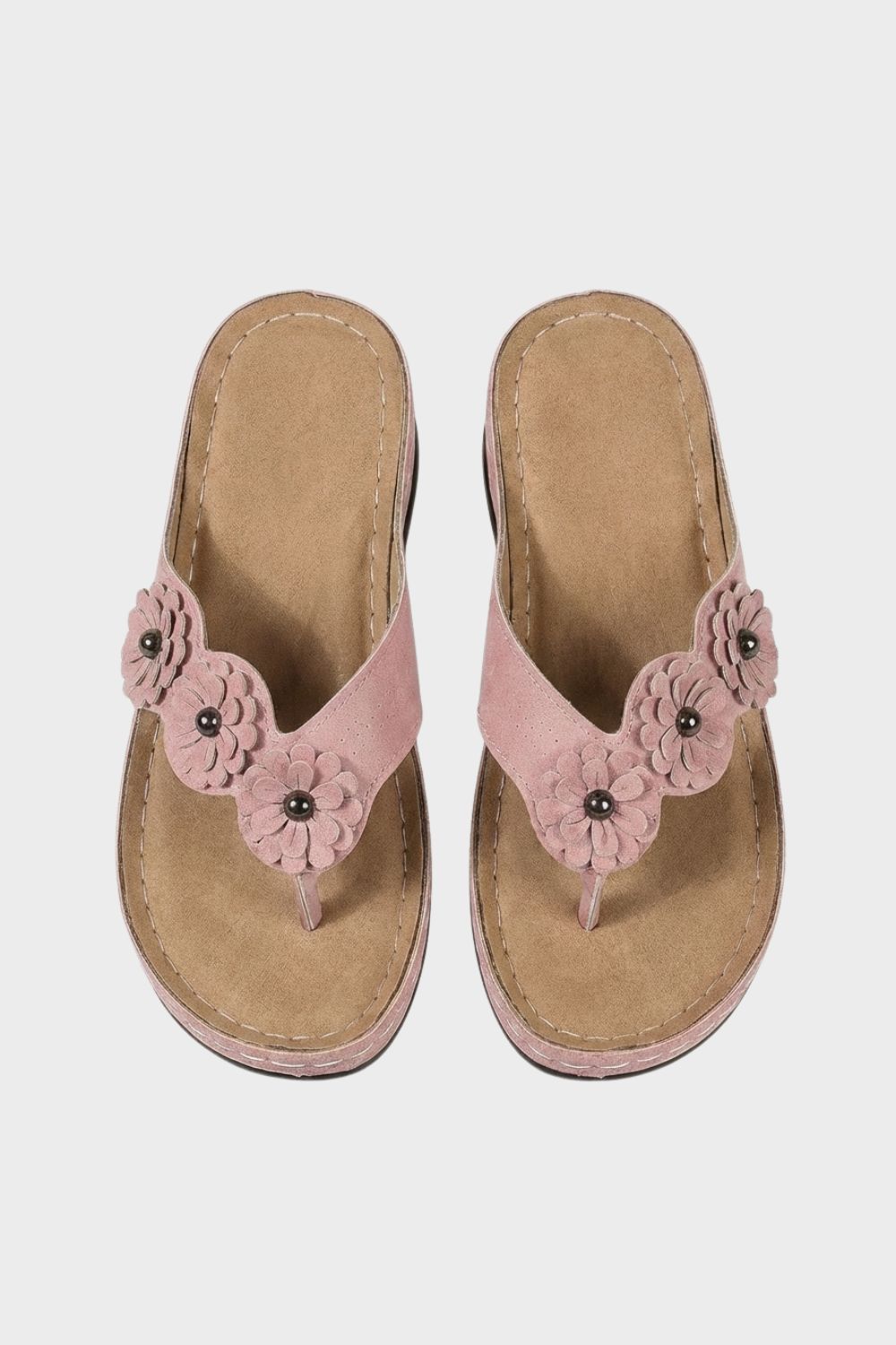Damen Zehentrenner-Sandalen Blumenapplikation – Rückansicht