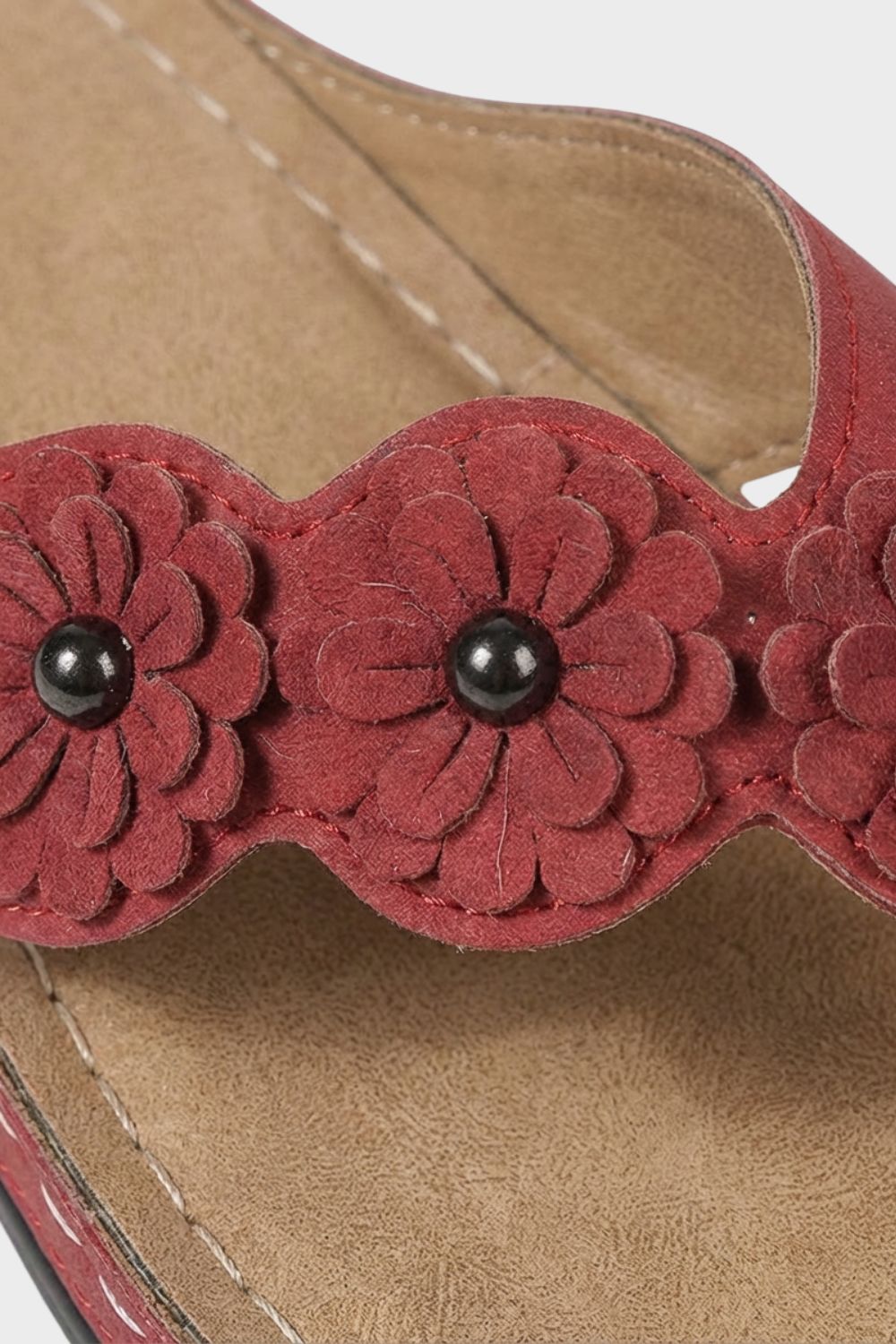 Damen Zehentrenner-Sandalen Blumenapplikation – Profil-Ansicht