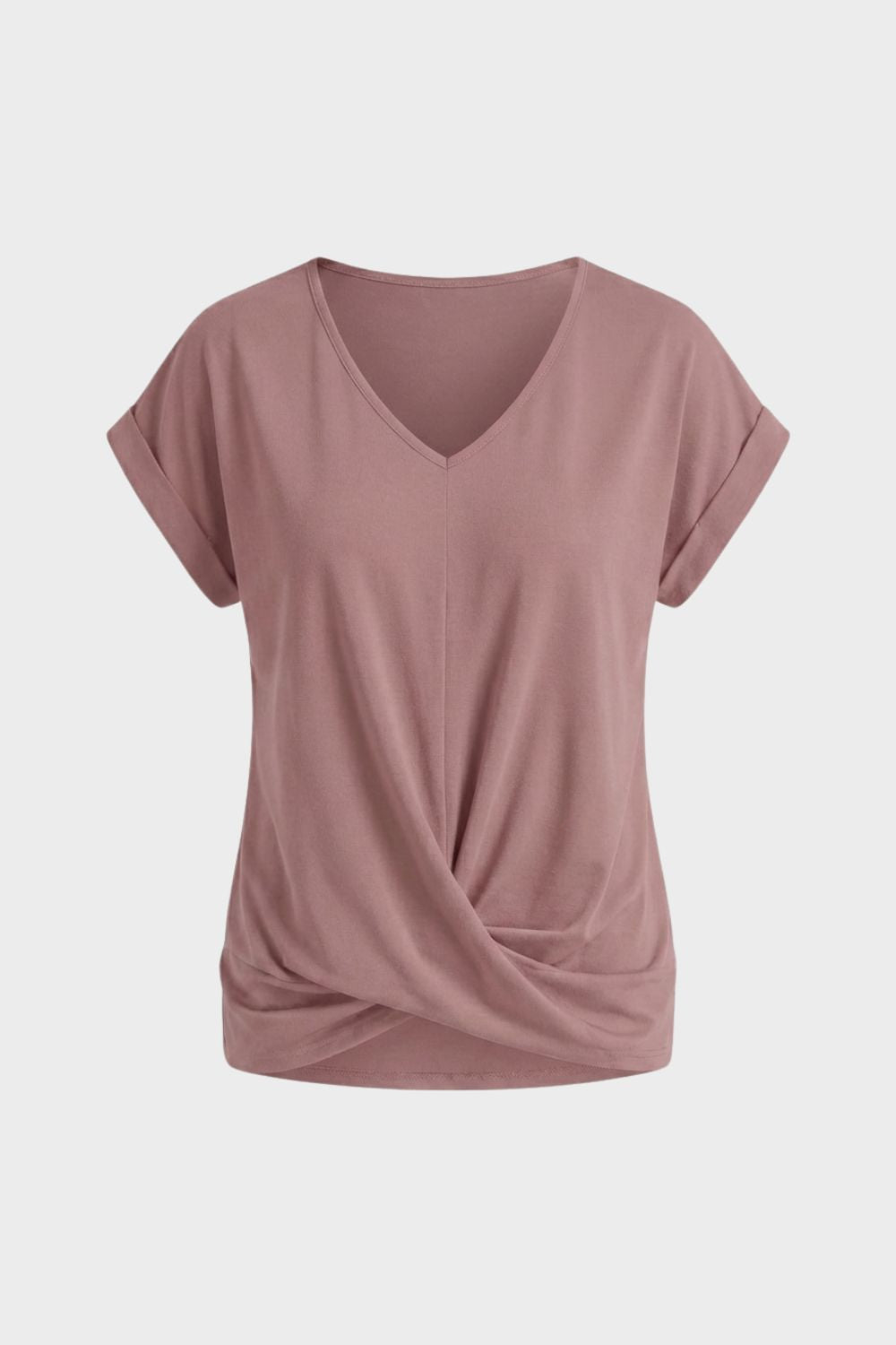 Damen T-Shirt V-Ausschnitt Knoten – Hauptansicht