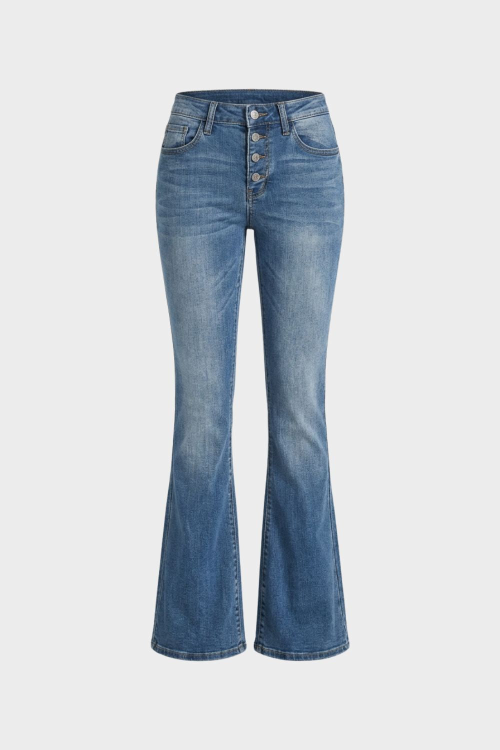 Damen Schlagjeans Knopfleiste High Waist – Hauptansicht