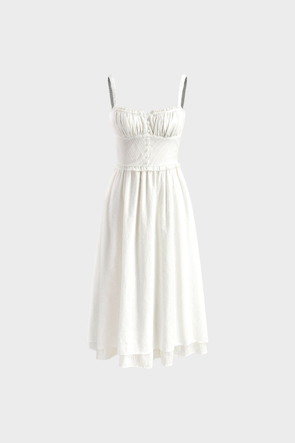 Damen Sommer-Midikleid Träger Raffung – Hauptansicht