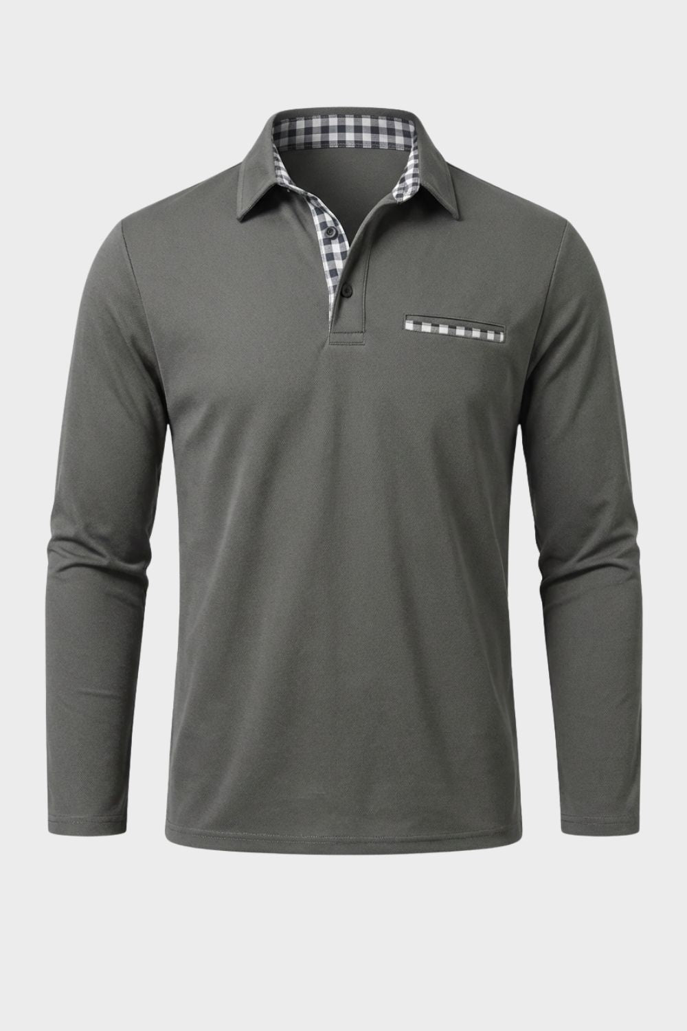 Herren Poloshirt Langarm Brusttasche – Hauptansicht