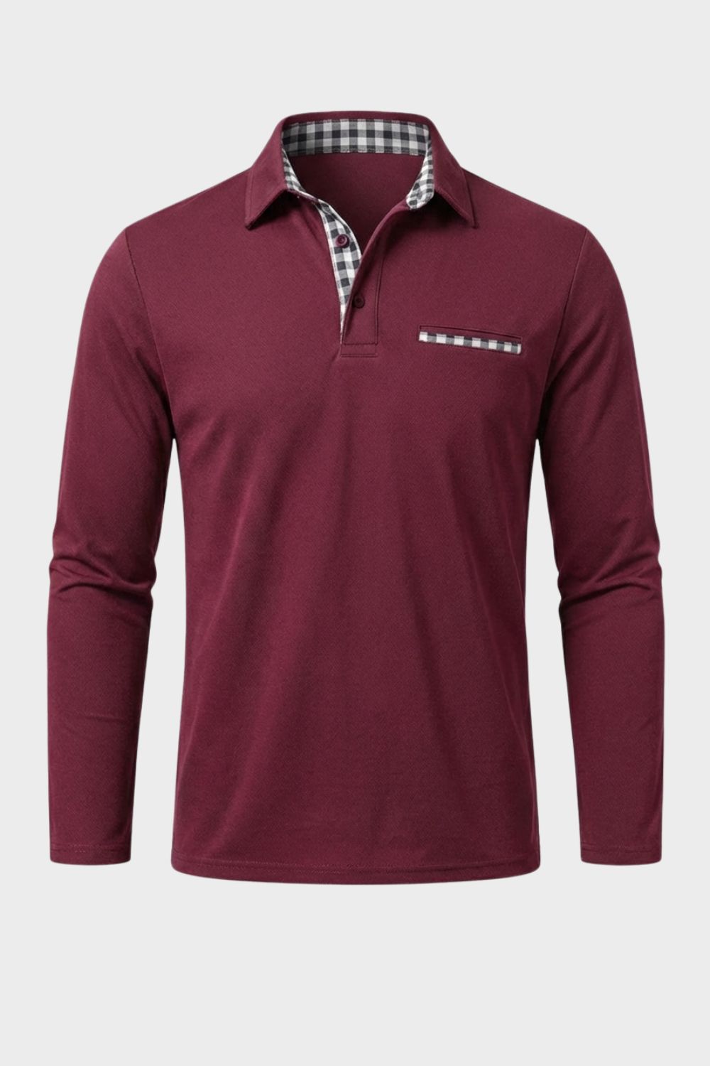 Herren Poloshirt Langarm Brusttasche – Sicht von oben