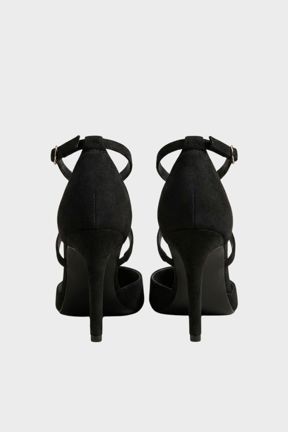 Damen Riemchen-Pumps Stiletto Schwarz Velours – Detail-Ansicht