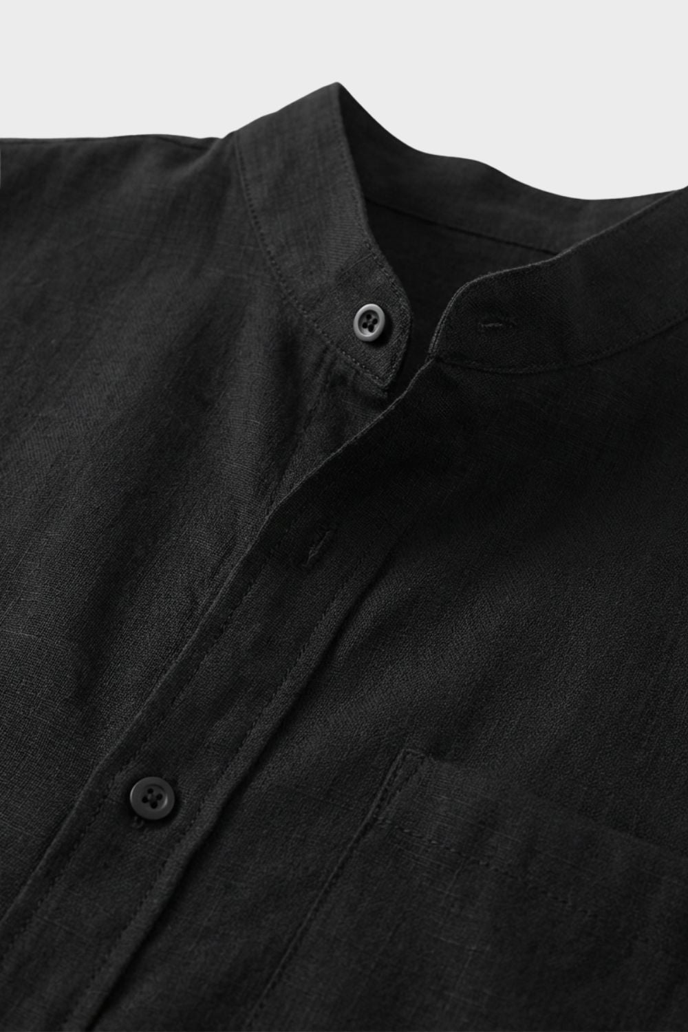 Herren Sommerhemd Mandarin-Kragen Cotton-Crepe – Profil-Ansicht