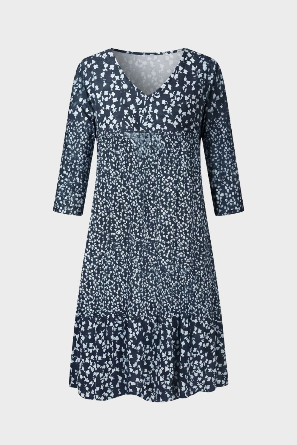 Damen Print-Minikleid Tiered 3/4-Ärmel – Lifestyle-Look