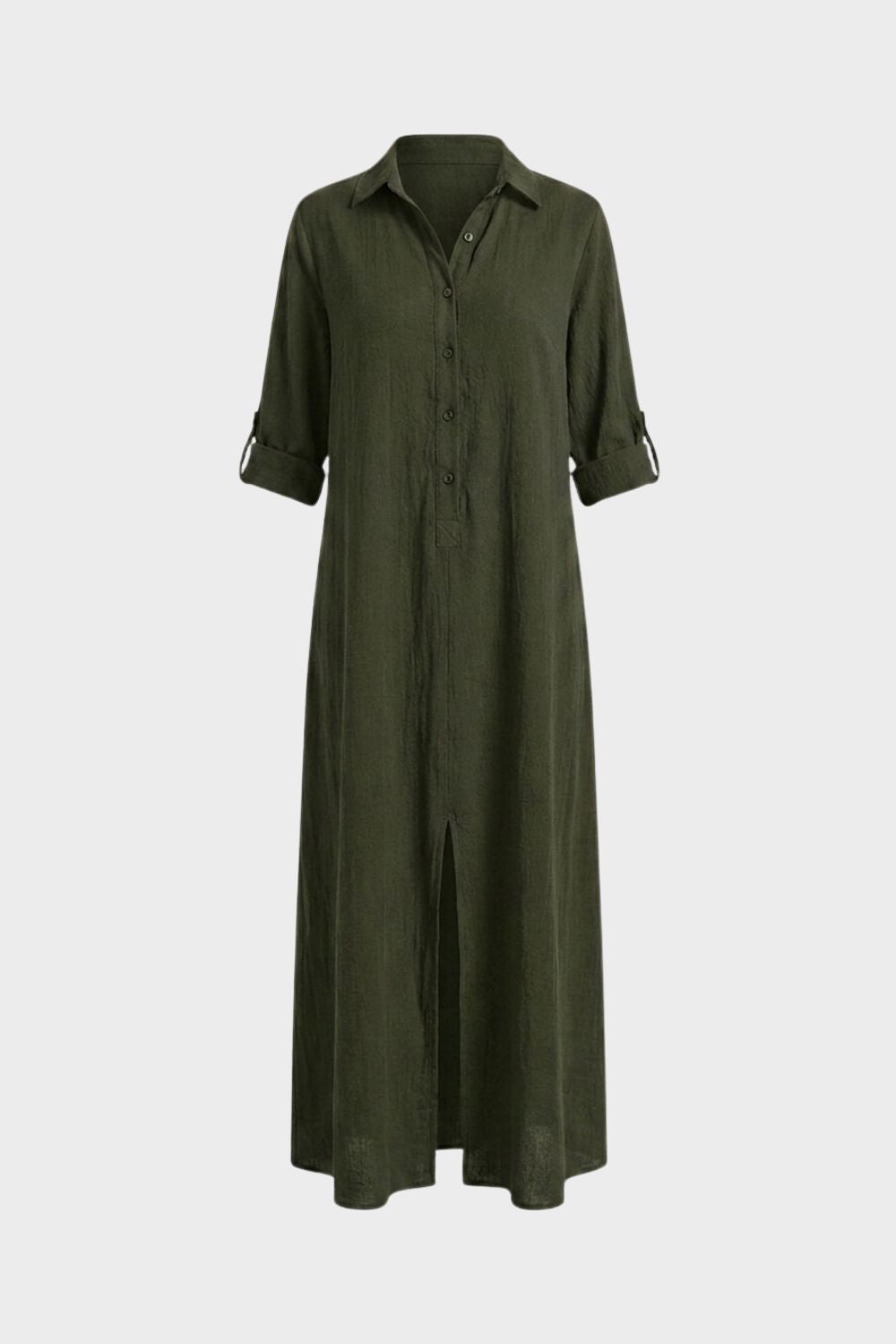 Damen Hemdblusenkleid Maxi Knopf-Front – Material-Detail