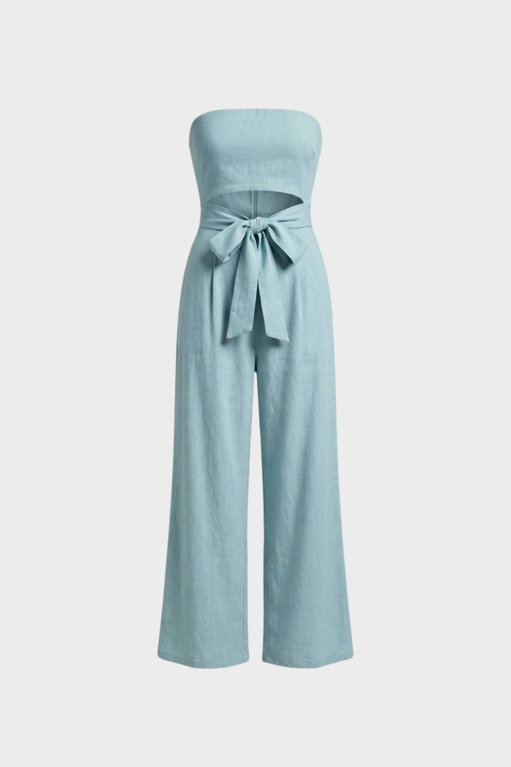 Damen Bandeau-Jumpsuit Wide-Leg Schleife – Material-Detail