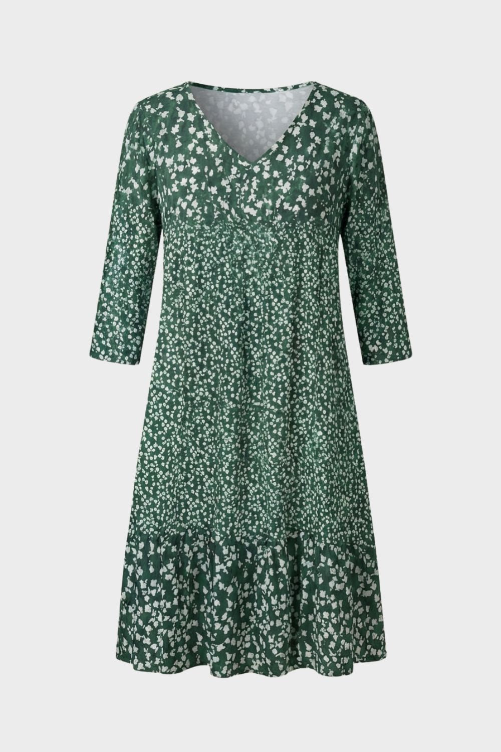 Damen Print-Minikleid Tiered 3/4-Ärmel – Rückansicht