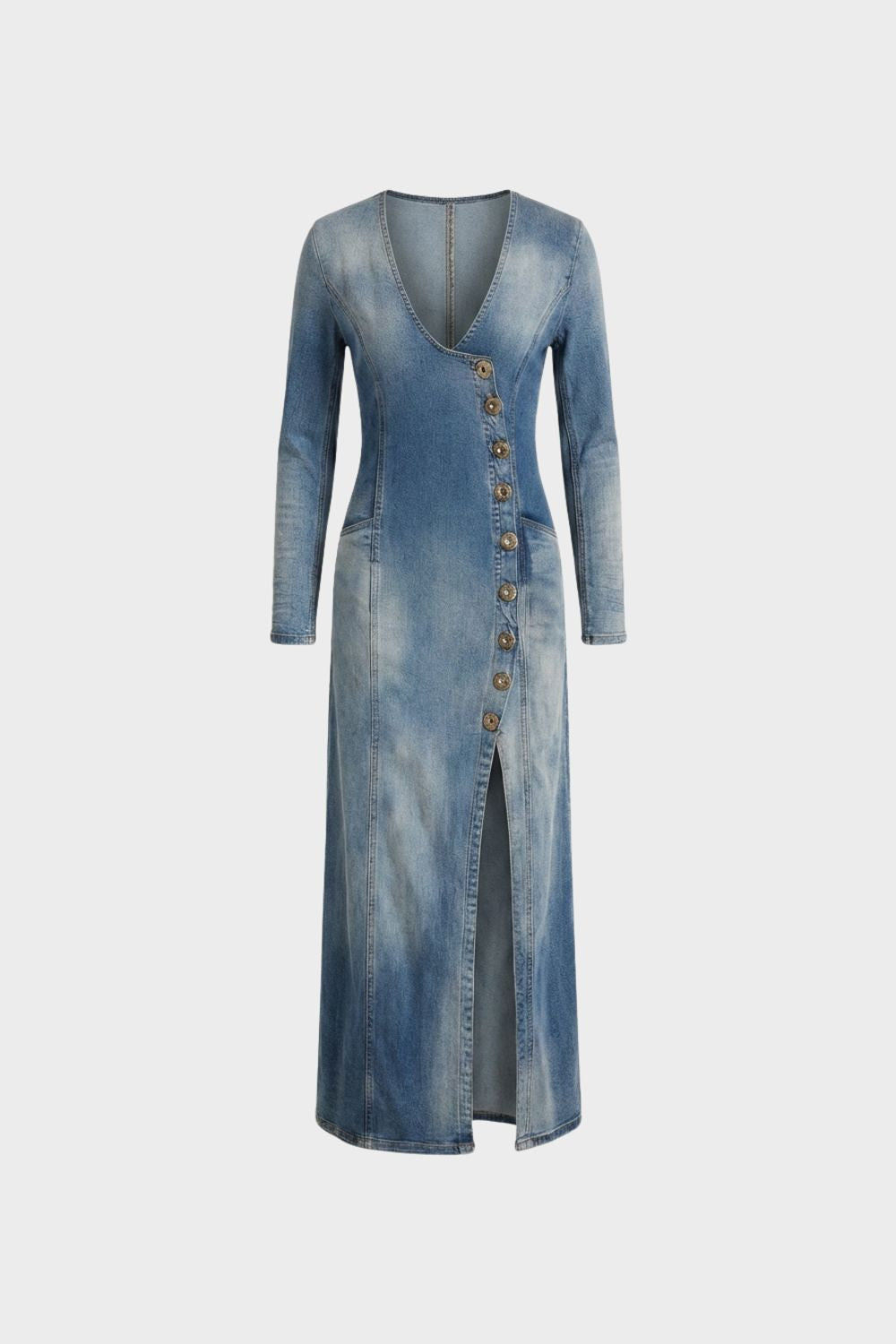 Damen Midi-Jeanskleid Knopfleiste – Hauptansicht