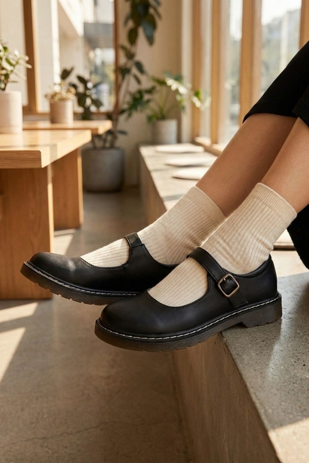 Damen Ballerinas Riemen Schnalle Mary Jane – Lifestyle-Look