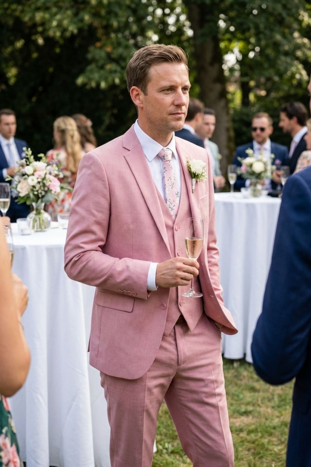 Herren Hochzeitsanzug 3-teilig Slim Fit – Color-Detail