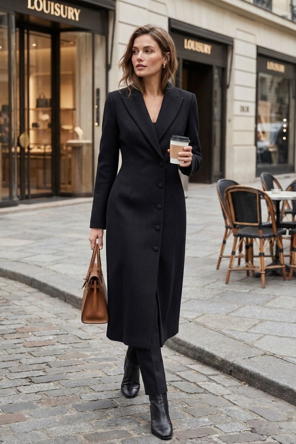 Damen Midi-Blazerkleid Notch-Revers – Sicht von oben