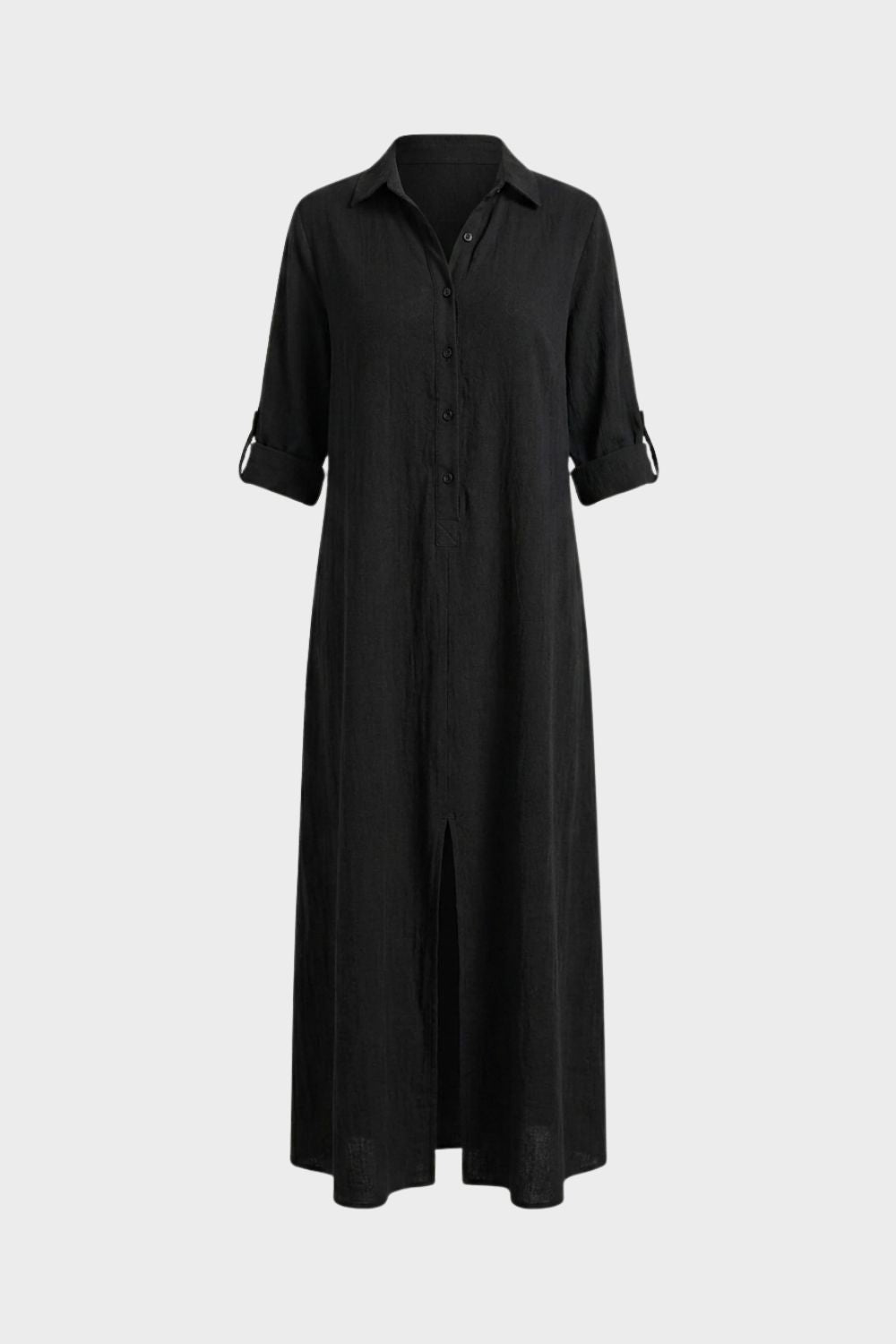 Damen Hemdblusenkleid Maxi Knopf-Front – Detail-Ansicht
