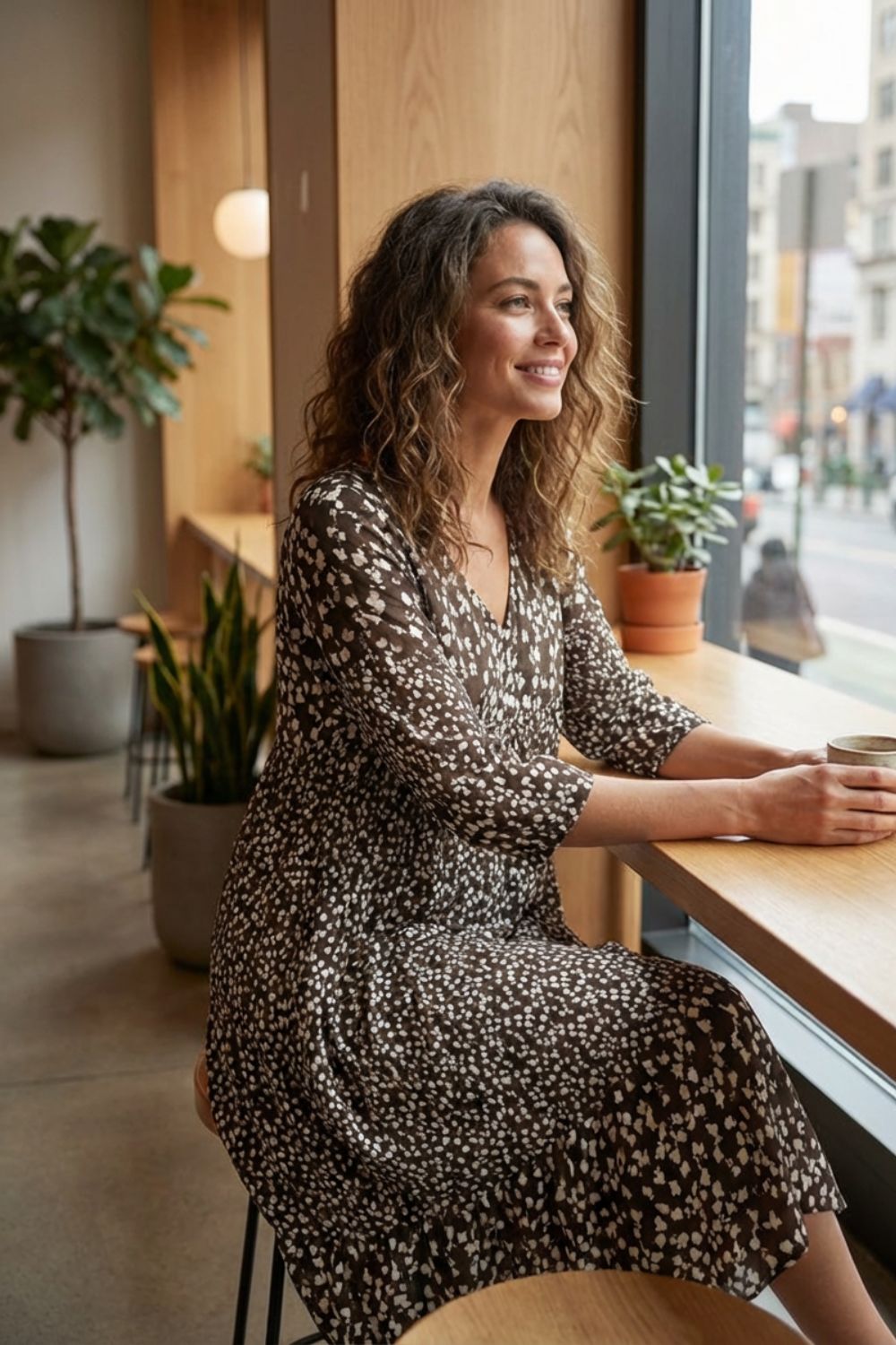 Damen Print-Minikleid Tiered 3/4-Ärmel – Größentabelle