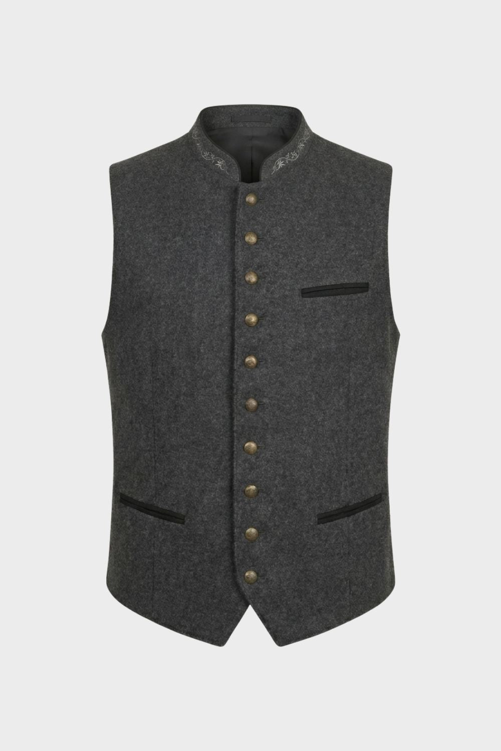 Herren Weste Stehkragen Knopfleiste Gilet – Hauptansicht