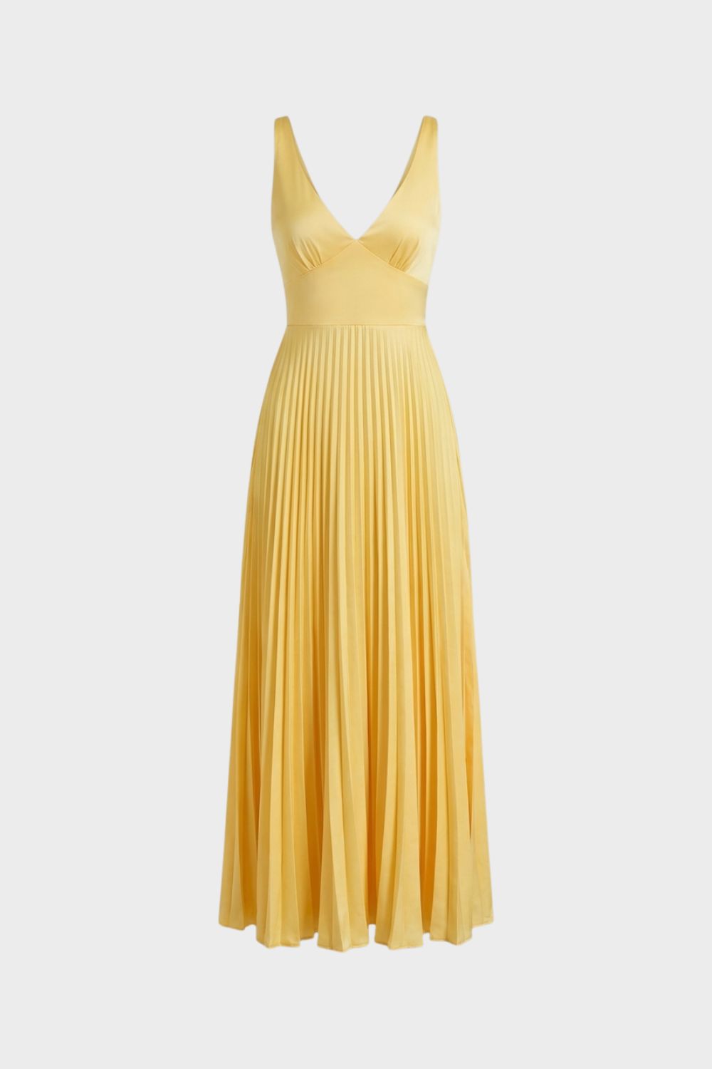 Damen Plissee-Maxikleid V-Neck Satin – Hauptansicht