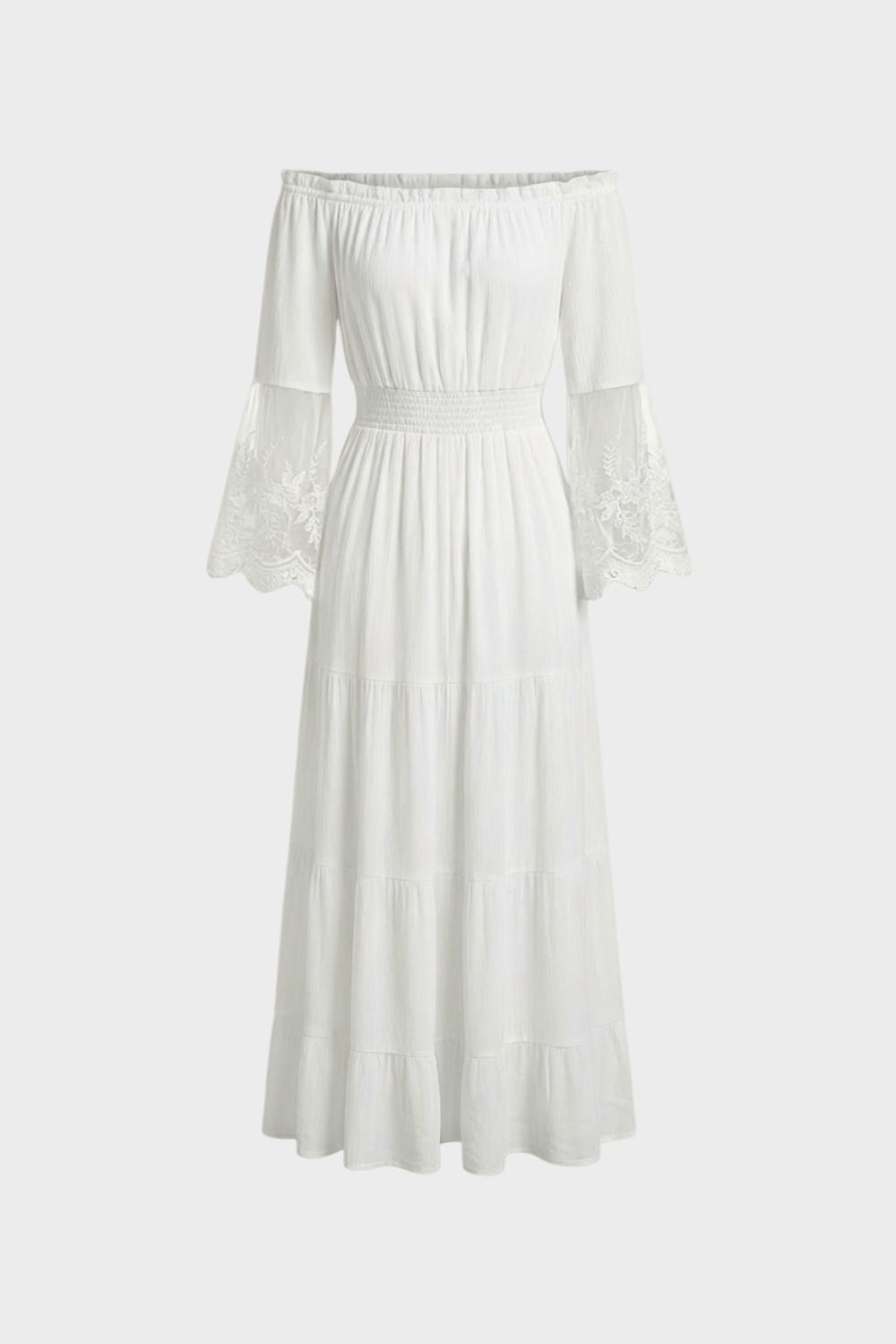 Damen Boho-Maxikleid Off-Shoulder Spitze – Hauptansicht