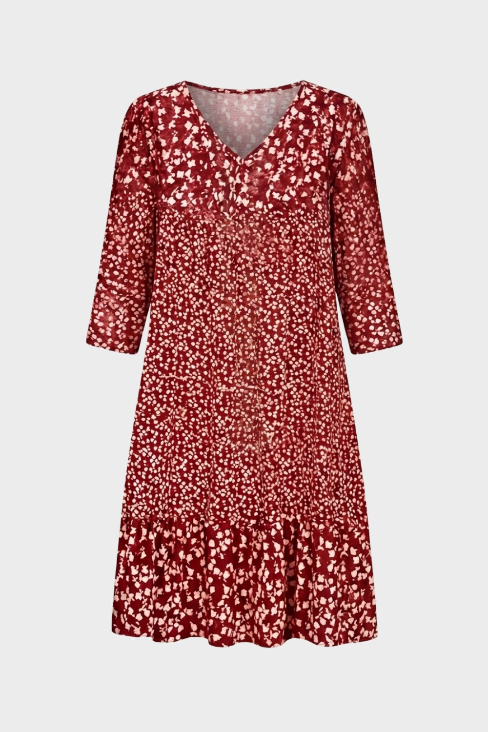 Damen Print-Minikleid Tiered 3/4-Ärmel – Hauptansicht