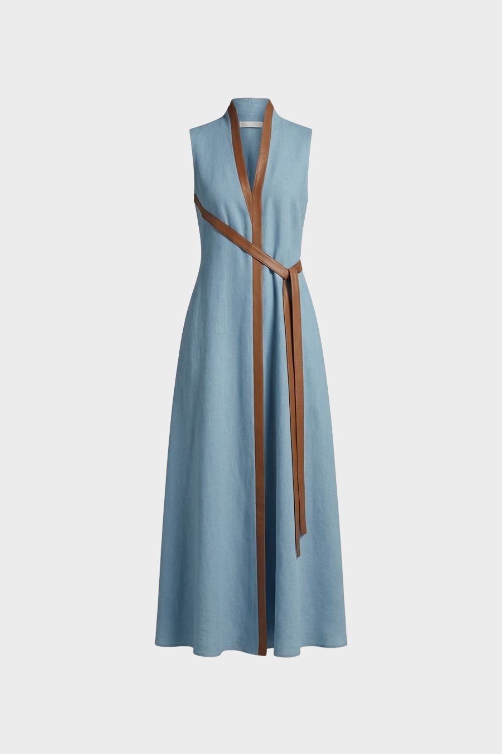 Damen Sommer-Maxikleid A-Linie Taillengürtel – Hauptansicht
