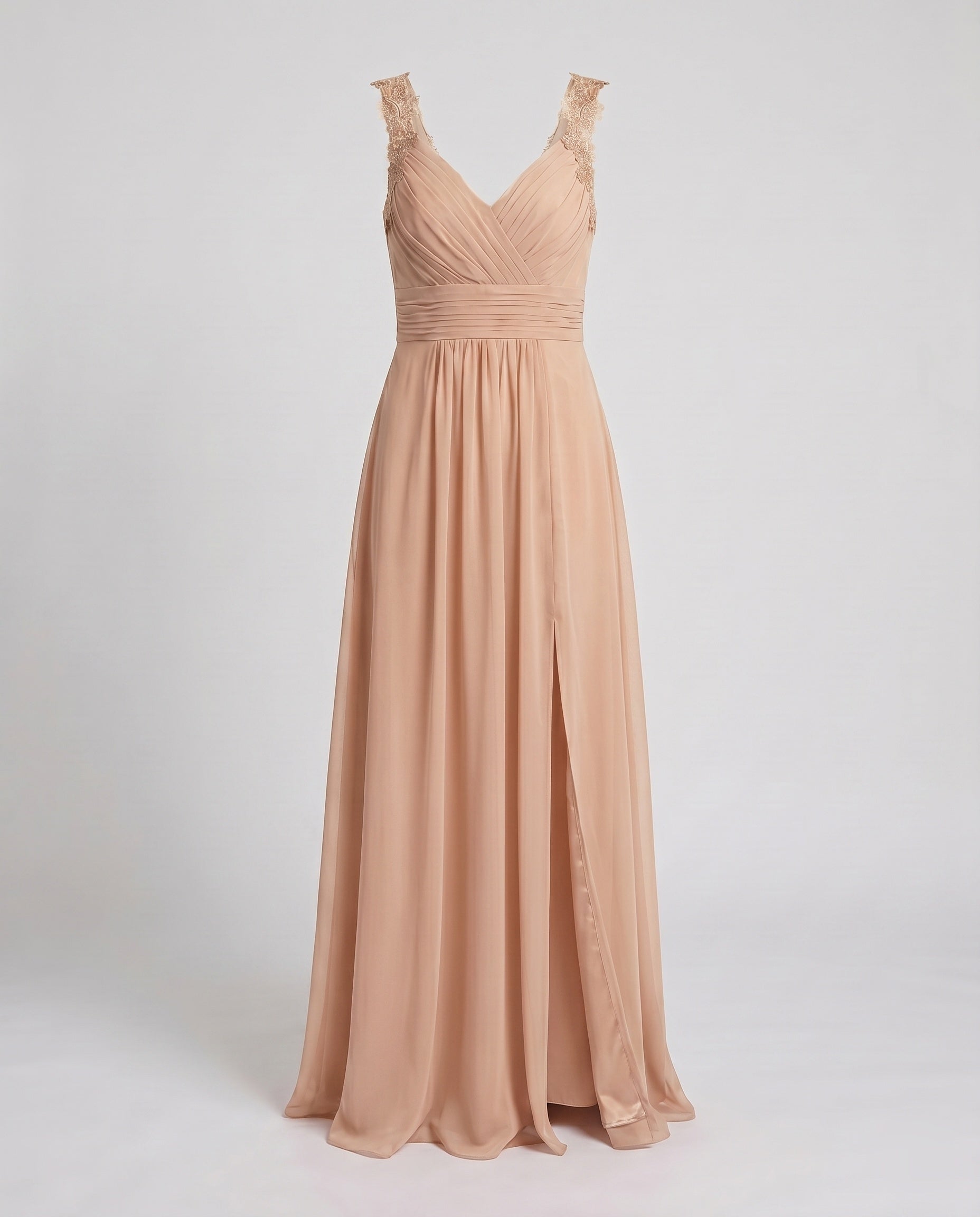 Damen Abendkleid V-Ausschnitt Langarm Maxi – Pass-Bild