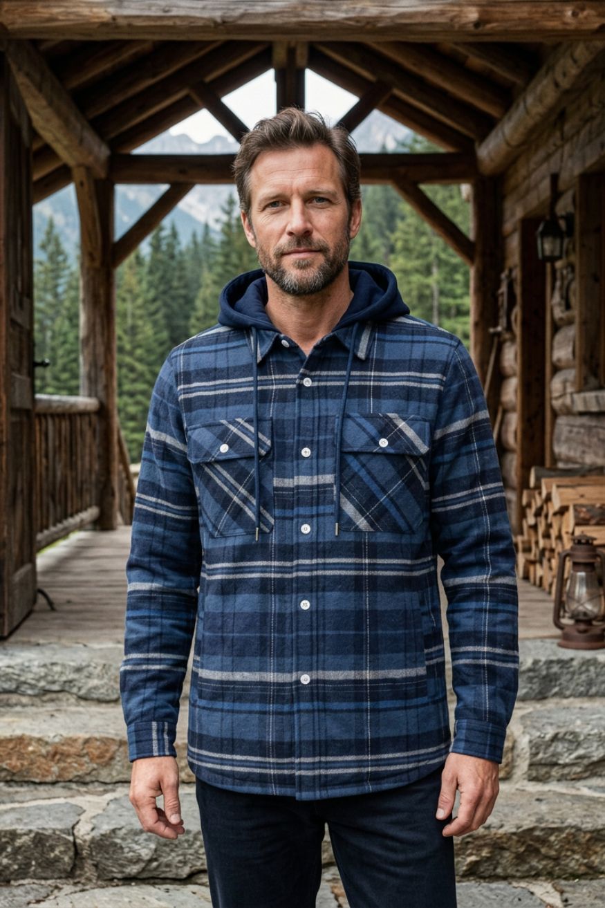 Herren Karierte Kapuzenjacke | Frontreißverschluss & Brusttaschen