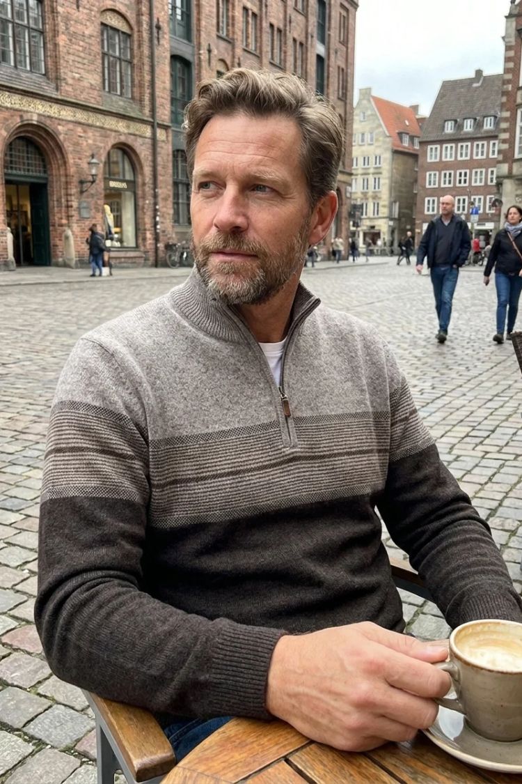Herren Half-Zip Pullover | Streifen