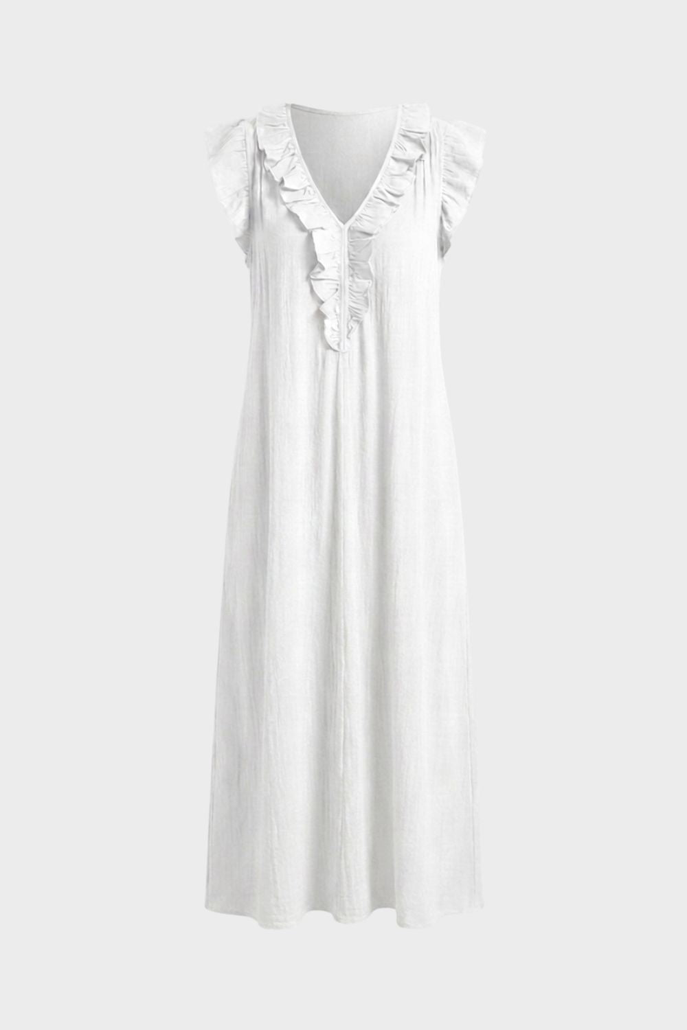 Damen Volant-Midikleid V-Neck – Rückansicht
