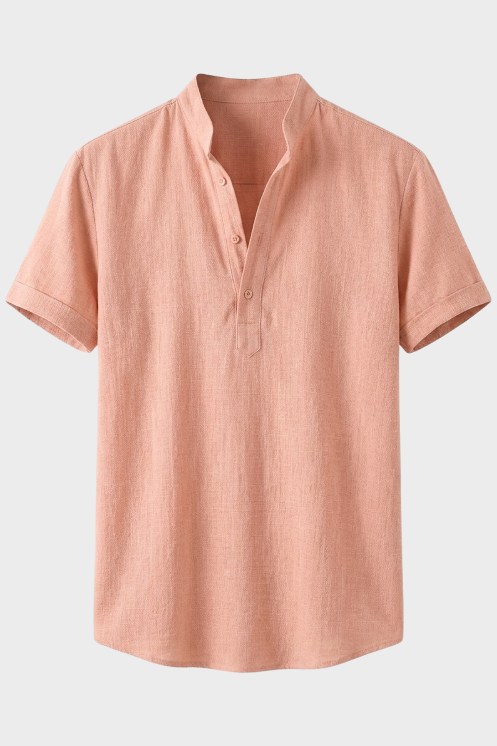 Herren Leinenhemd Henley Kurzarm Stand-Collar – Hauptansicht