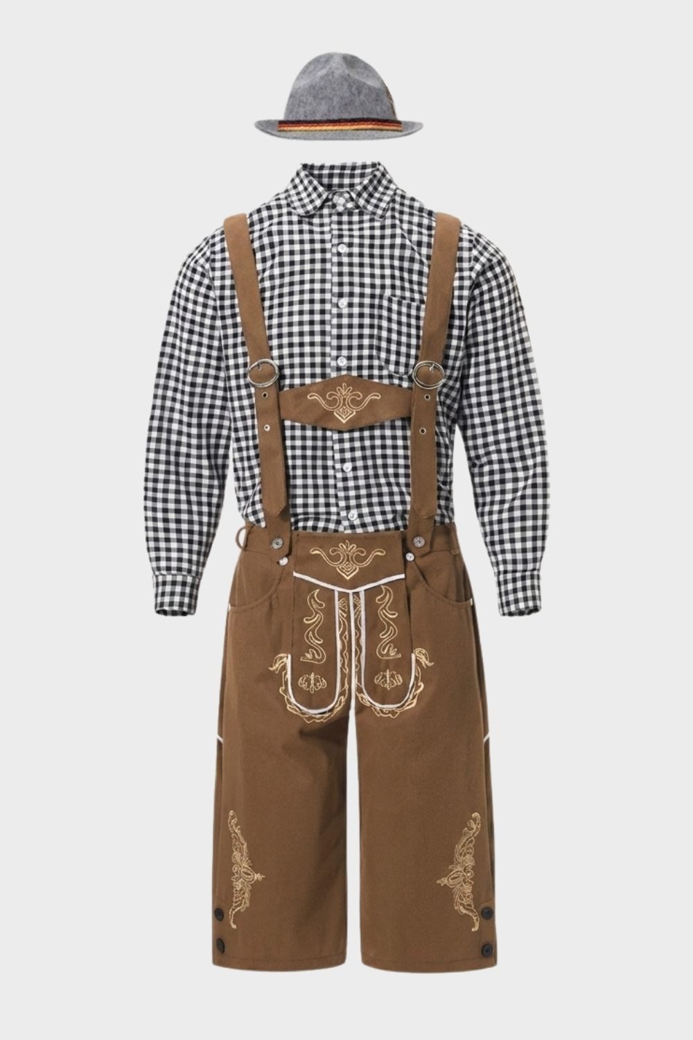 Herren Trachtenset mit Stickdetails | Kariertes Hemd