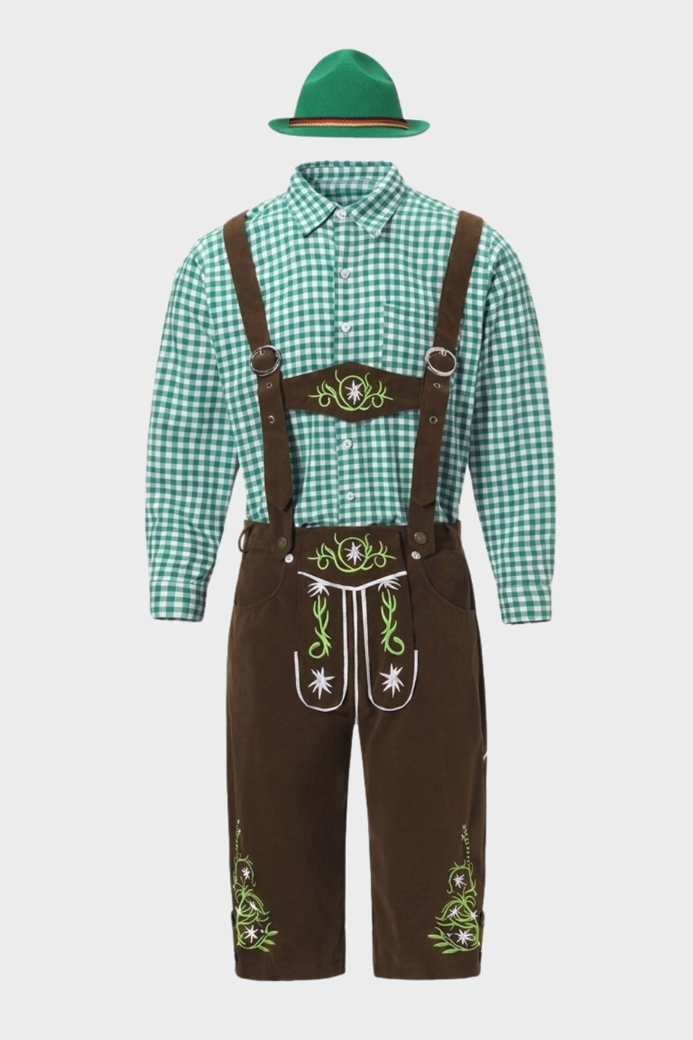 Herren Trachtenset mit Stickdetails | Kariertes Hemd